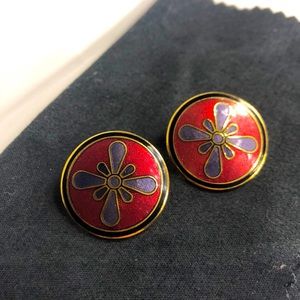 Red & Purple Circular Earrings